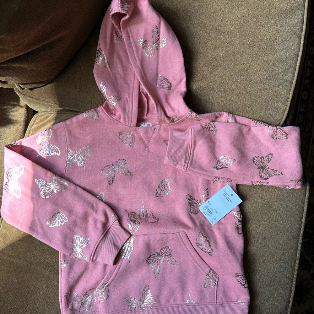 SO Pink Patterned Hoodie Sweatshirt